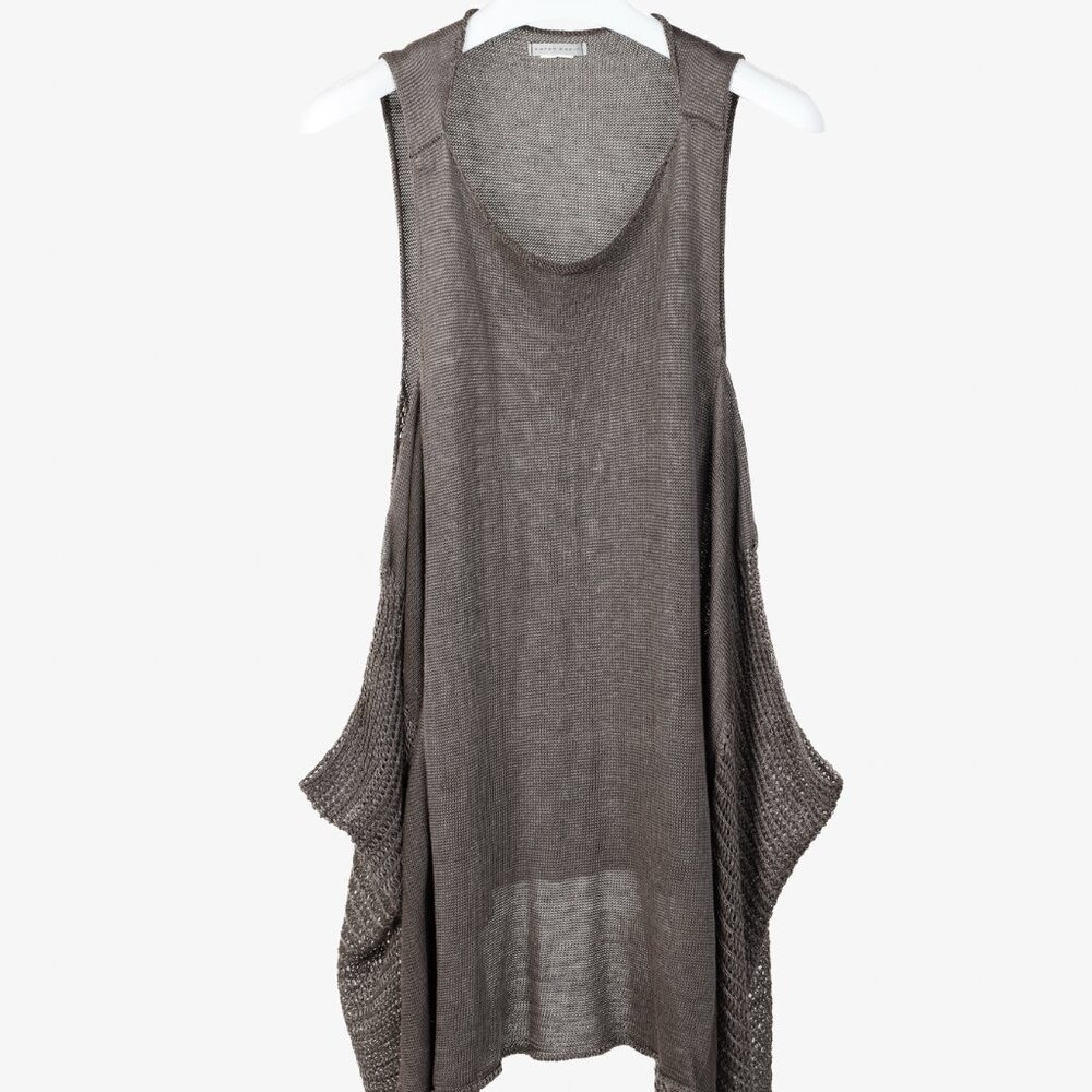 Sarah Pacini Brown Knit Sleeveless Oversized Tunic